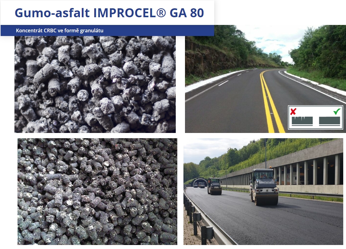 IMPROCEL GA 80 – gumo-asfalt ve formě granulátu, koncentrát CRBC
