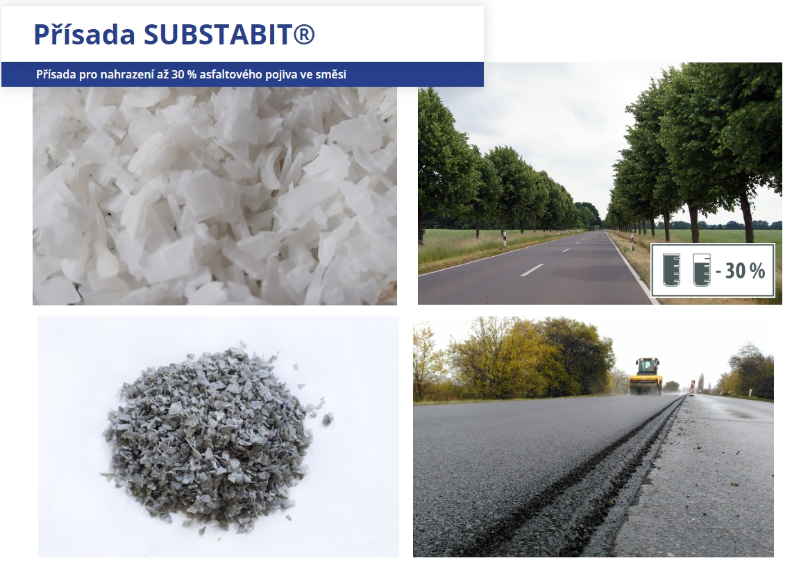 SUBSTABIT – přísada pro nahrazení až 30 % asfaltového pojiva ve směsi